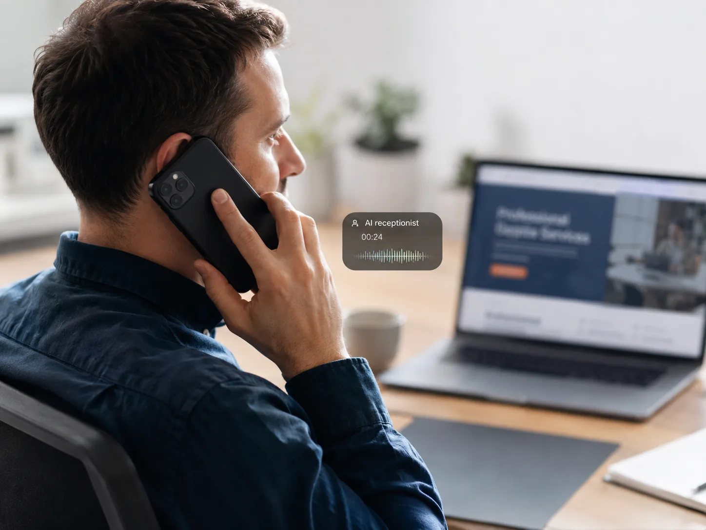 Contractor on a call handled by the CoreX AI voice receptionist