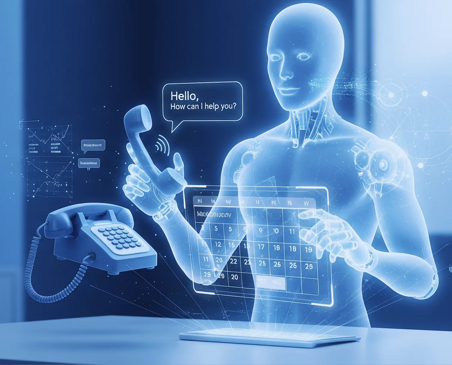 AI voice receptionist answering calls and managing a calendar for a contractor
