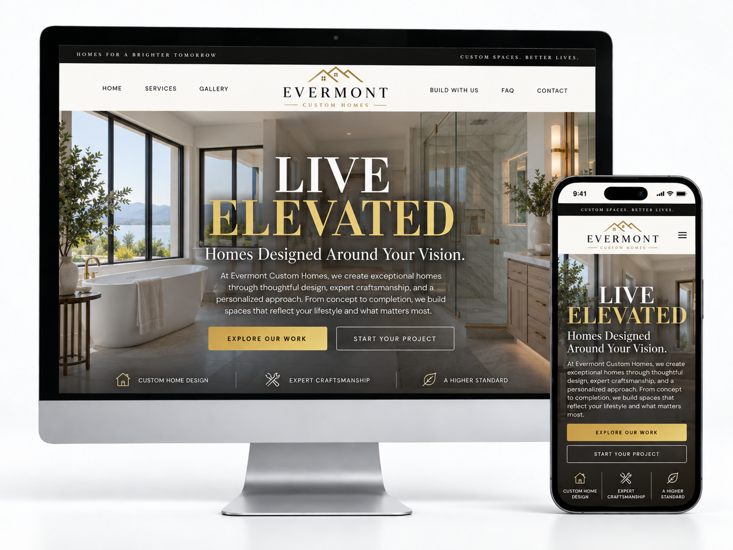 Custom home builder website design example
