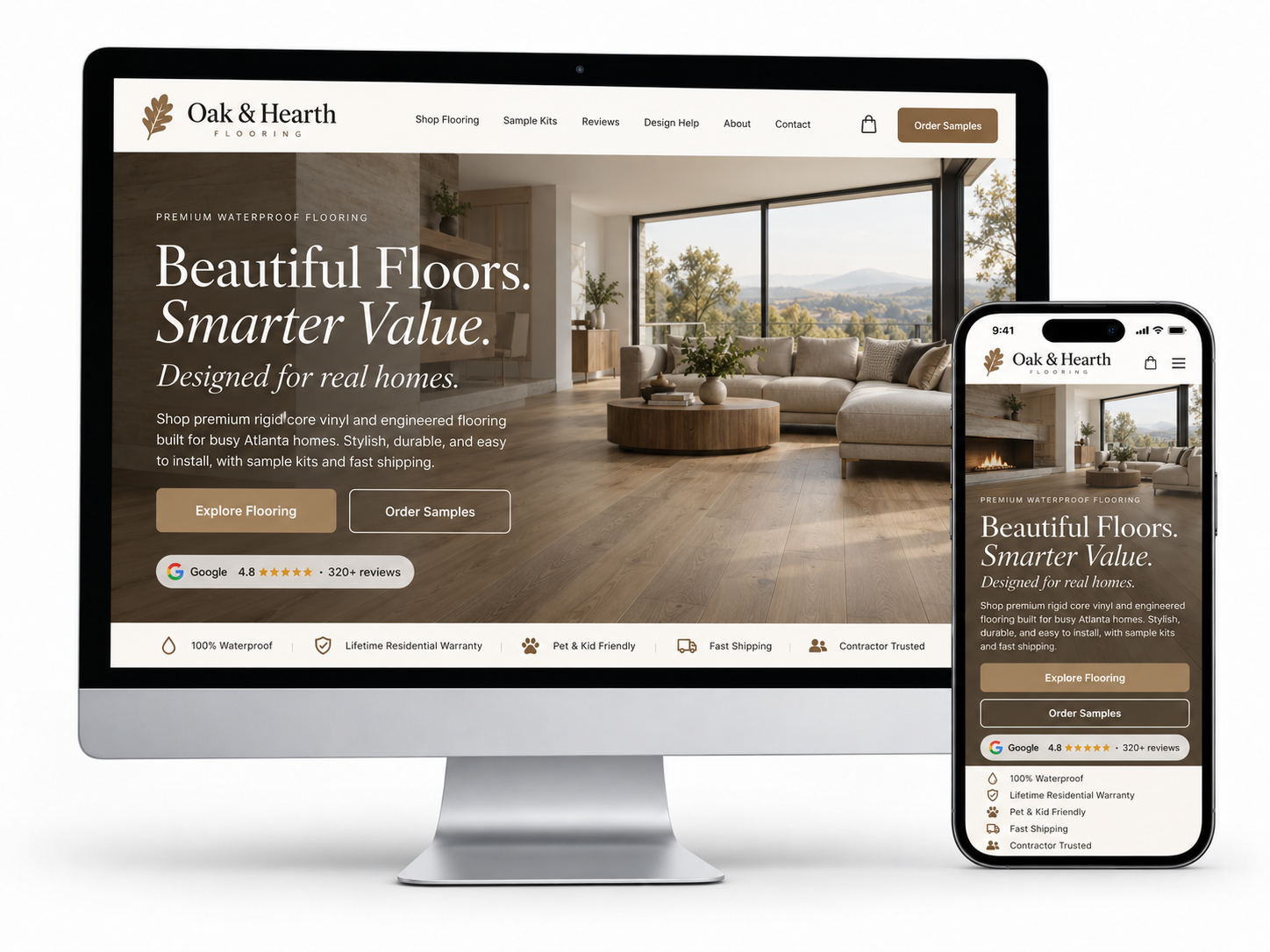 Flooring company website design example