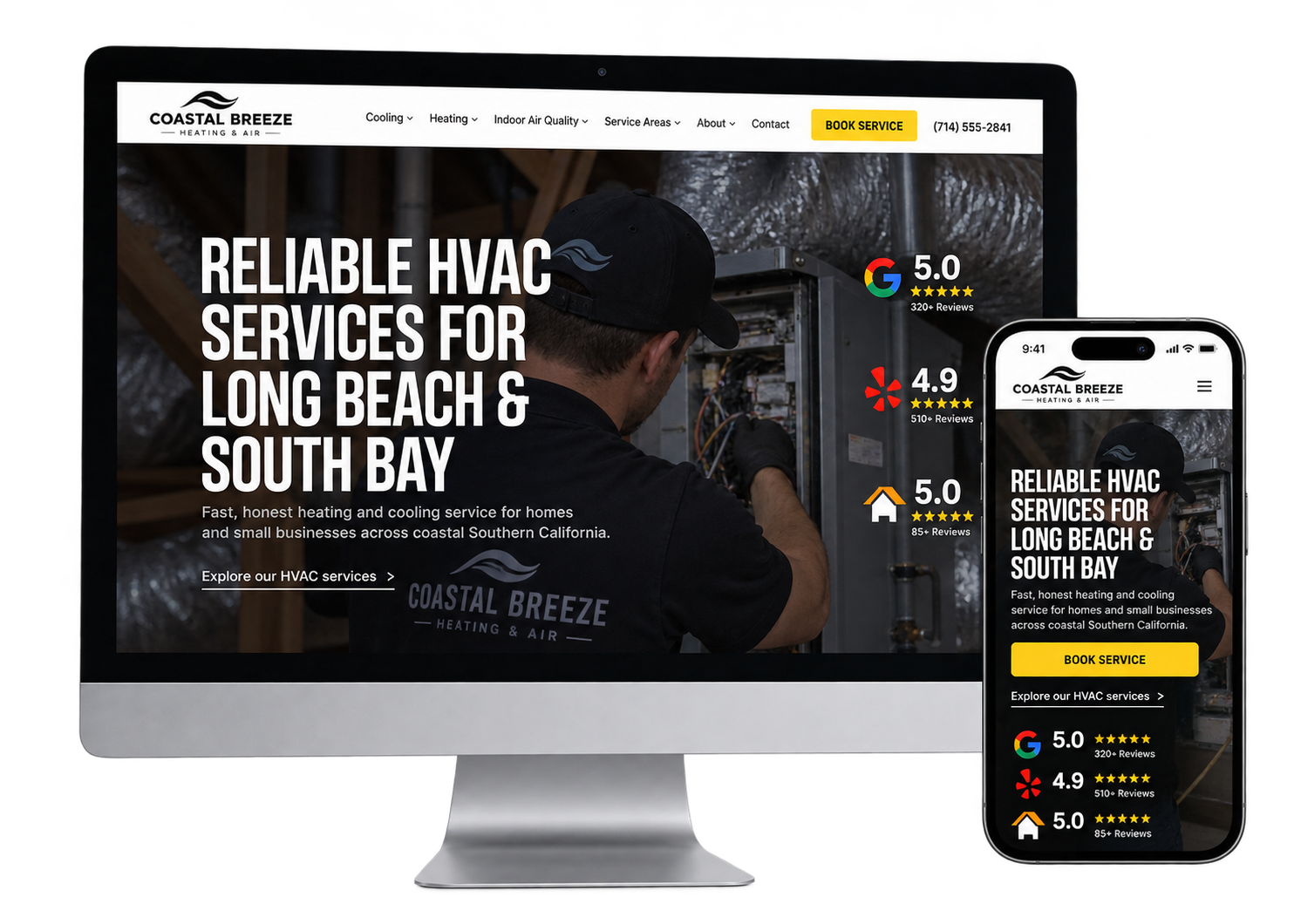 HVAC contractor website design example