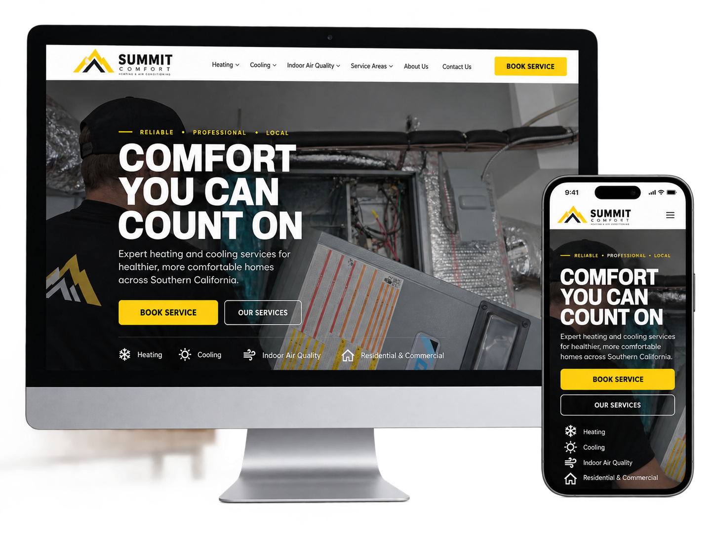 HVAC contractor website design example