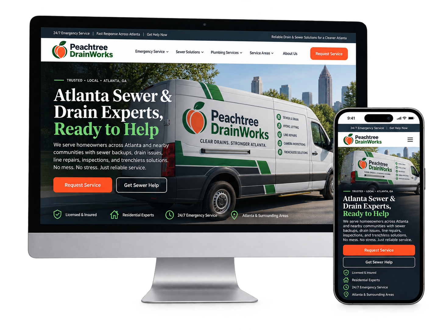 Plumbing contractor website design example