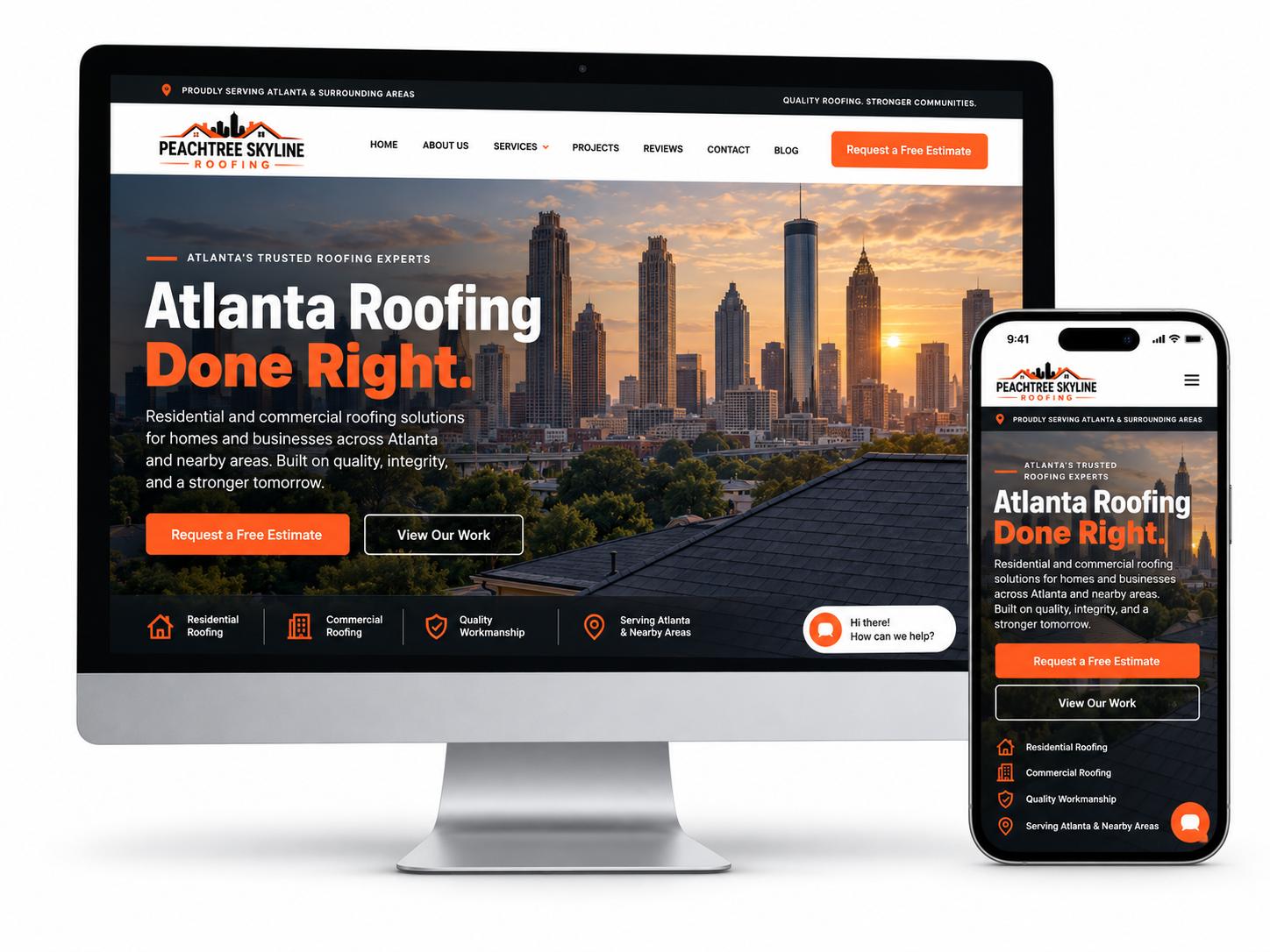 Roofing contractor website design example